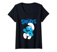 Mujer Pitufos Jokey Pitufo Happy Days Feeling Good Fun Friends Retro Camiseta Cuello V