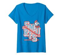 Mujer Pitufos Papa Pitufo American College Trending 50s University Camiseta Cuello V