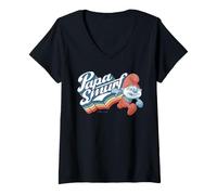 Mujer Pitufos Papa Pitufo Papá Abuelo Día del Padre Mejor Amigo Retro Camiseta Cuello V