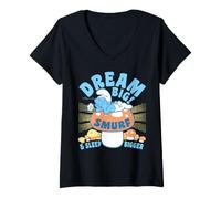 Mujer Pitufos Perezoso Pitufo Sueño Dormir Big 60s Festival Cultura Pop Camiseta Cuello V