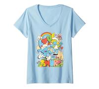 Mujer Pitufos Pitufina Día de San Valentín Amor Romance Beso Retro Corazón Camiseta Cuello V