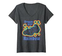 Mujer Pitufos Rainbow Dreams Happy Nap Sleepy Pitufo Retro Daydream Camiseta Cuello V