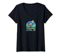 Mujer Pixel Hero Retro Graphic - Level Up Classic Gamer Design Camiseta Cuello V