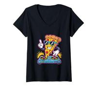 Mujer Pizza Dj Música Electrónica Dj Food Slice Of The Beat Camiseta Cuello V