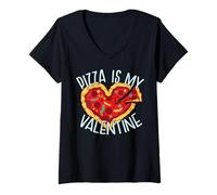 Mujer Pizza ES MI San VALENTÍN Soltero y Love Pizzas Meme Camiseta Cuello V