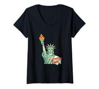 Mujer Pizza Estatua De La Libertad - Italiano Amante De La Comida Pizza Panadero Camiseta Cuello V