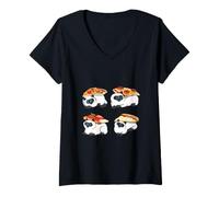 Mujer Pizza Siamese Cat Camiseta Cuello V
