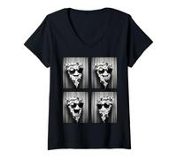 Mujer Pizza Slice in Sunglasses Funny Photobooth Food Pizza Selfie Camiseta Cuello V
