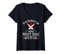Mujer Plan de jubilación de crímenes Verdaderos, espectáculos de asesinatos y Perros Murderino Camiseta Cuello V