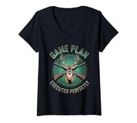 Mujer Plan de Juego ejecutado Perfectamente Deer Hunter Buck Rifle Camiseta Cuello V