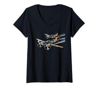 Mujer Planes DE LOS COMPLOS WW2 Camiseta B-17 P51 Mustang F4U Camiseta Cuello V