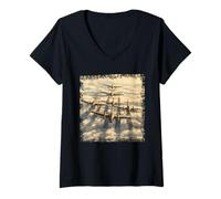 Mujer Planes DE LOS COMPLOS WW2 Camiseta B-17 P51 Mustang F4U Camiseta Cuello V