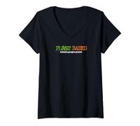 Mujer Planet Based Vegan Daily Impact VFTA Animales, Personas, Planeta Camiseta Cuello V