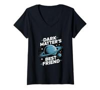 Mujer Planeta Nueve Espacio "El mejor amigo de la materia oscura" Camiseta Cuello V