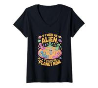 Mujer Planeta Nueve Extraterrestre "Si yo fuera un extraterrestre" Camiseta Cuello V