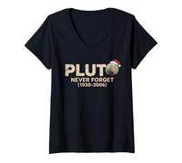 Mujer Planeta Plutón Navidad Astronomía Vintage Nunca Olvides Plutón Camiseta Cuello V