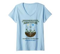 Mujer Planeta Saludable del refrigerador del Suelo del CO2 de la Agricultura regenerativa Camiseta Cuello V