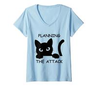 Mujer Planificación de ataques de Gatos en Curso Diseño de Gatos para Amantes de los Gatos Camiseta Cuello V