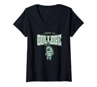 Mujer Plankton I Went to College Cute Chibi Character Cartoon Camiseta Cuello V