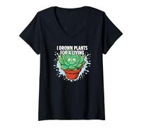 Mujer Plant Killer Succulent I Drown Plants For A Living Camiseta Cuello V
