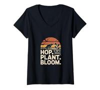 Mujer Planta De Lúpulo Floración Rana Jardín Retro Natural Camiseta Cuello V