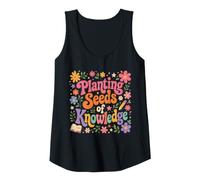 Mujer Plantando Semillas De Conocimiento Profesor Educación Floral Camiseta sin Mangas