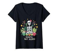 Mujer Plantas de esqueleto para amantes de las plantas, no personas para mujeres Camiseta Cuello V