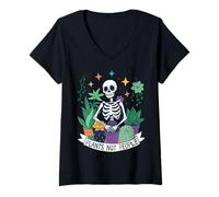 Mujer Plantas de esqueleto para amantes de las plantas, no personas para mujeres Camiseta Cuello V