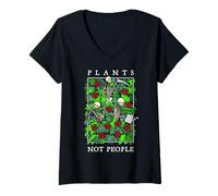 Mujer Plantas No Personas Esqueleto Gótico Jardinero Amante Camiseta Cuello V
