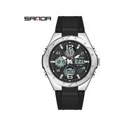(Mujer Plata Negro) SANDA Reloj de Pareja Versátil Cronógrafo Multifuncional Estilo Deportivo Resistente