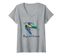 Mujer Playa del Carmen México Camiseta Cuello V