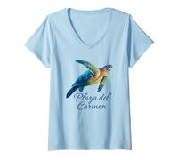 Mujer Playa del Carmen México Camiseta Cuello V