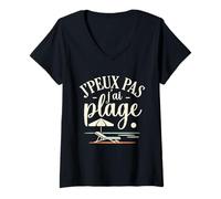 Mujer Playa Francesa de Verano Relajado J'peux Pas J'Ai Plage Camiseta Cuello V