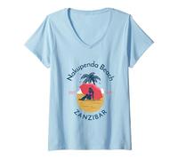 Mujer Playa Nakupenda Zanzíbar Camiseta Cuello V