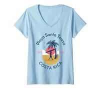 Mujer Playa Santa Teresa Costa Rica Camiseta Cuello V