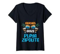 Mujer Playa Zipolite México Camiseta Cuello V
