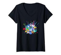 Mujer Playstation Astrobot And Friends Power Up Group Shot Camiseta Cuello V