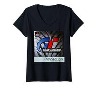 Mujer PlayStation Gran Turismo The Real Driving Simulator PS1 Art Camiseta Cuello V