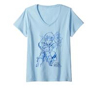Mujer PlayStation Jak & Daxter Duo Action Pose Concept Art Camiseta Cuello V