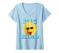 Mujer Plaza Sésamo Big Bird Cool Face Pose Summer Shades Classic Camiseta Cuello V