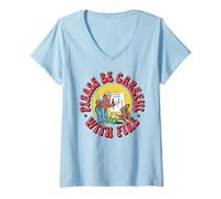 Mujer Please Be Careful with Fire Smokey Bear Vintage Sketch Camiseta Cuello V