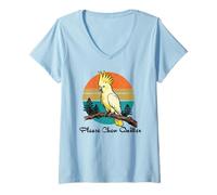 Mujer Please Chew Silencioso Divertido Amante de Las Aves Observando Cuervo Camiseta Cuello V