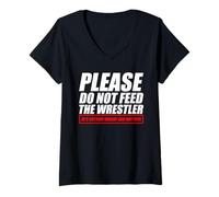 Mujer Please do Not Feed The Wrestler Funny Wrestling Camiseta Cuello V