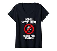 Mujer Please Don't Pet Me I'm Working Emotional Support Human Camiseta Cuello V