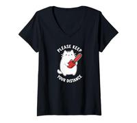 Mujer Please Keep Your Distance social tees For Introverts Funny Camiseta Cuello V