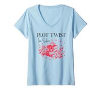 Mujer Plot Twist I'm Sober AF Recovery Sobriety Coffee Book Lovers Camiseta Cuello V