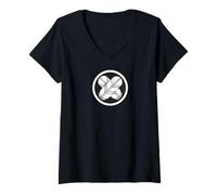 Mujer Plumas Kamon japonesas Takanoha no Mon Camiseta Cuello V