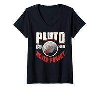 Mujer Plutón 1930 a 2006 Planeta Retirado Espacio Nostalgia Camiseta Cuello V