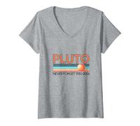 Mujer Plutón Nunca Olvides Divertido Ciencia Astronomía Vintage Profesor Camiseta Cuello V