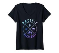 Mujer PNW Orgullo del Noroeste del Pacífico Oregon Washington Montana Camiseta Cuello V